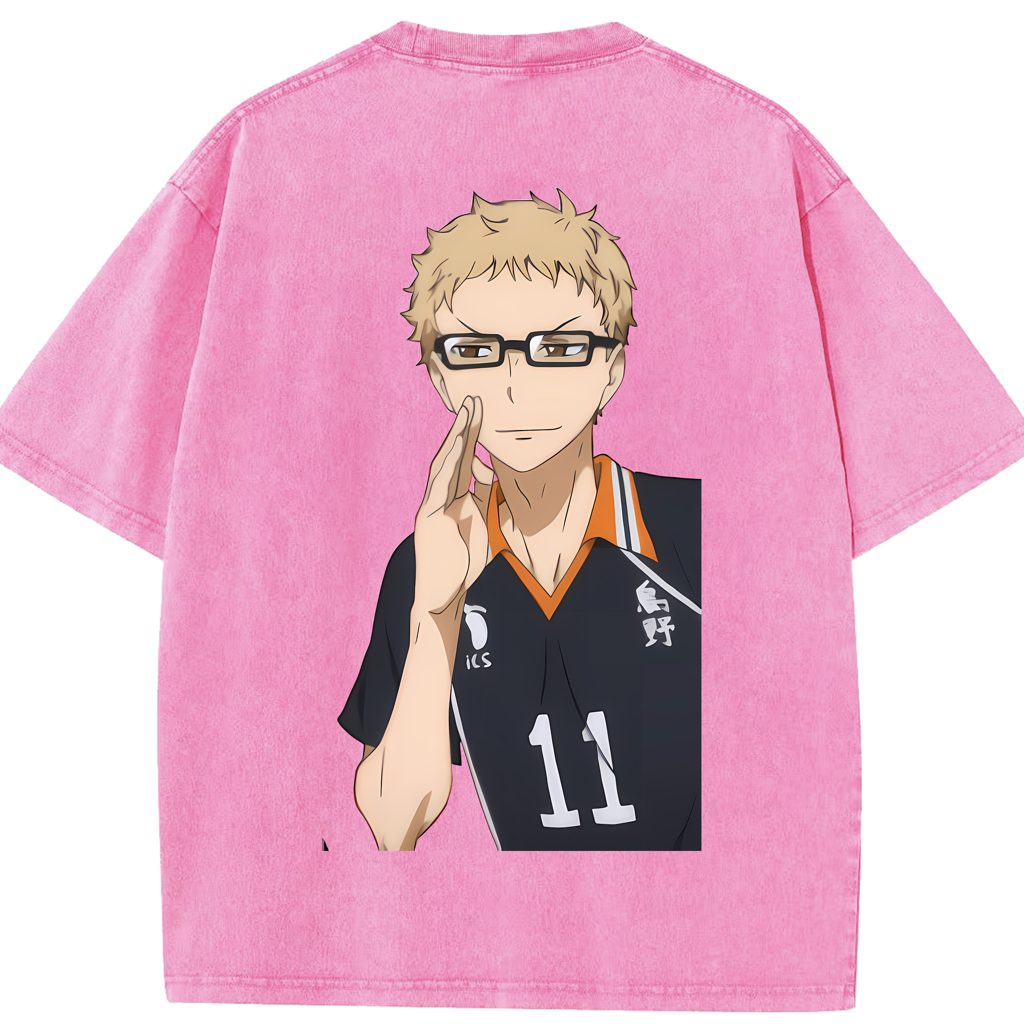 （画像用） ハイキュー!! Haikyu!! 綿100% ヴィンテージ風 半袖Tシャツ（背面プリント）